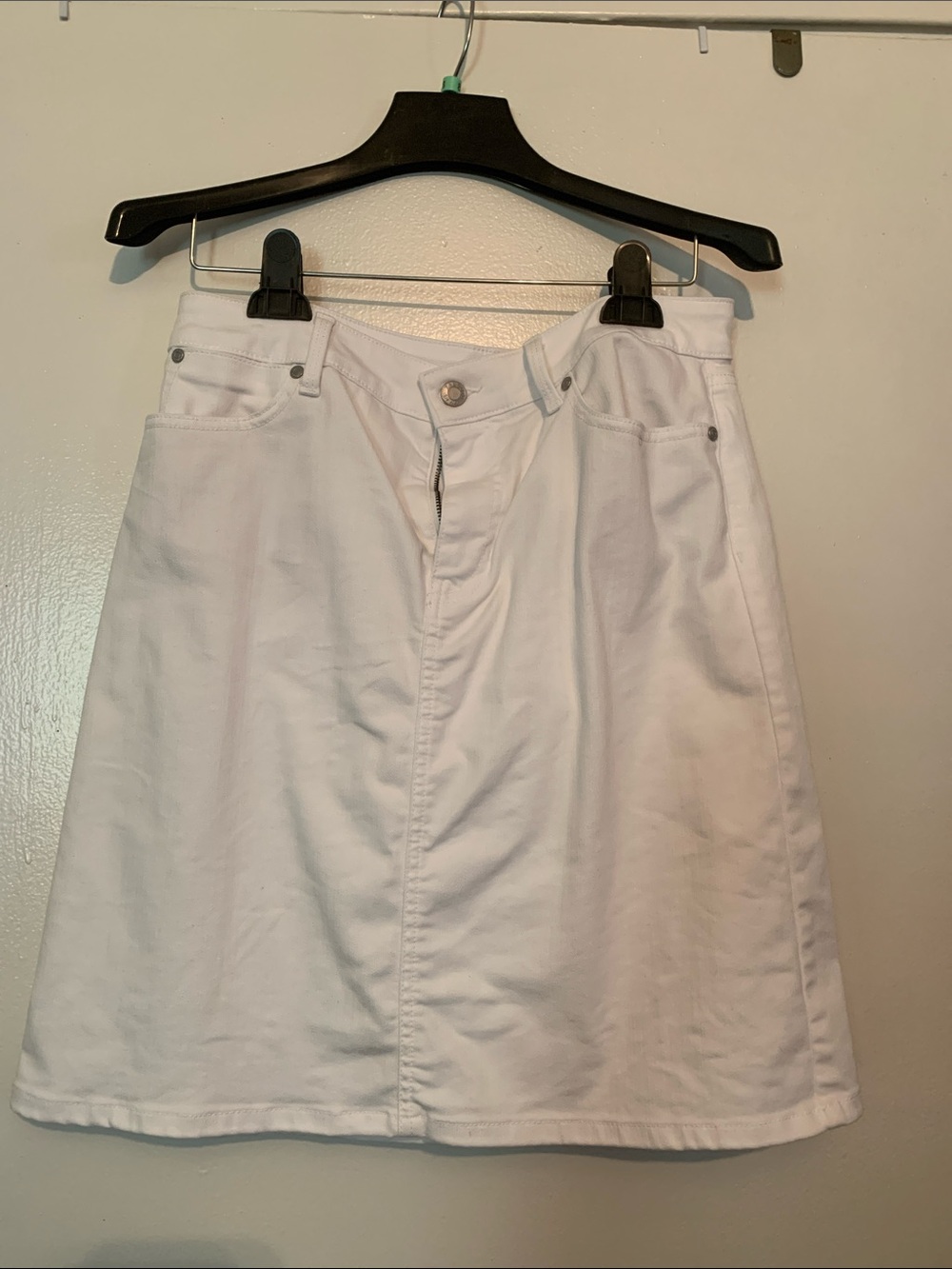 Talbots White A-Line Denim Skirt
